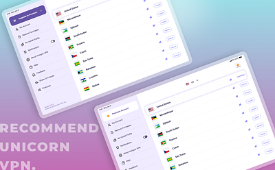 Unicorn VPN Server page UI app design design ipad ui ui design ux vpn vpn app