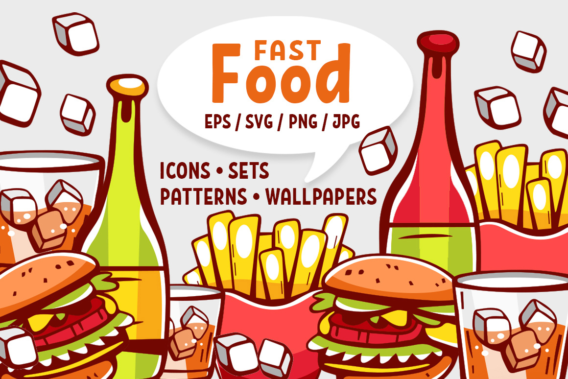 Set cartoon icons Fast Food & Drinks alcohol branding burger cartoon clip art comicart delicious food drinks food icons illustration line martini pattern retro soda vector wallpaper whiskey wine