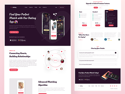 Dating Website Design Landing Page about us dating dating app dating app ui kit dating ui kit dating website dating website design dating website ui kit landing landing page lgbt love matching modern website pricing social media social website tinder website website design