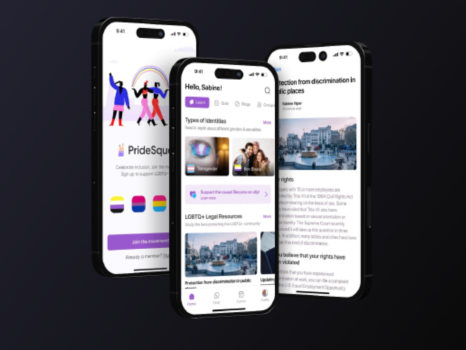 App to Educate about LGBTQIA+ rights app branding design typography ui ux