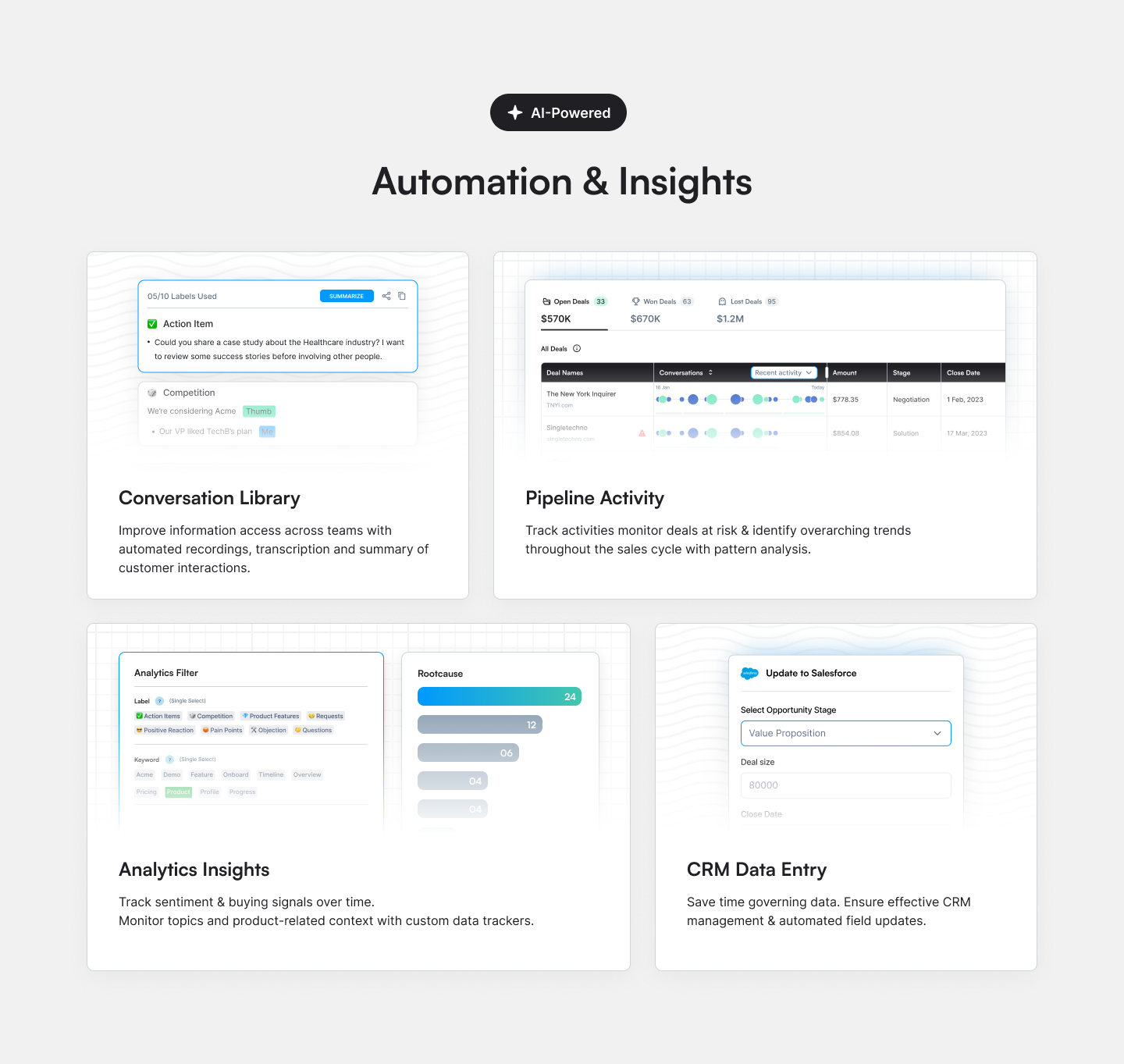 Automation & Insights app bento design interface minimal ui website