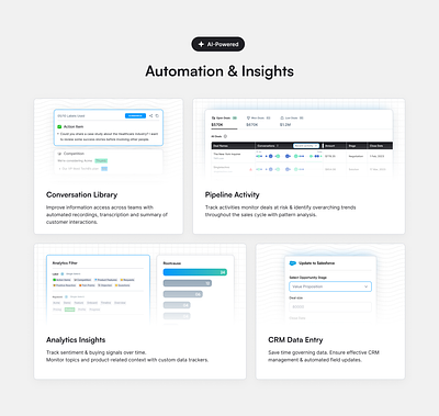 Automation & Insights app bento design interface minimal ui website
