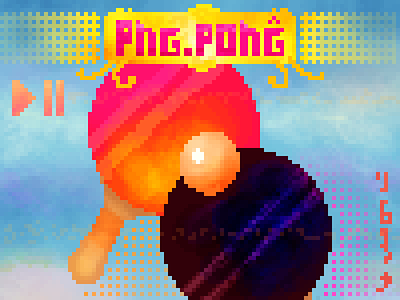"Png.Pong" art branding color pencil design draw dream fun graphic design illustration logo ping pong pixel art png retro gaming sport video game vintage water ink