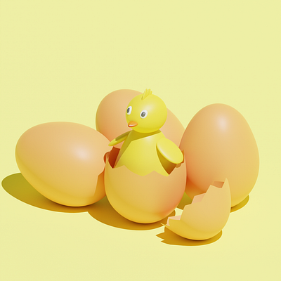Baby chicks 3D Cartoon 3d 3dart 3ddesign baby blender cartoon chicken