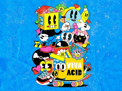 t-shirt design for Viva Acid House celebration Chicago Oct 5-9th 1930s acid house cartoon character cartoon design fun graphic design illustration old cartoon old school t shirt t shirt design tee vintage