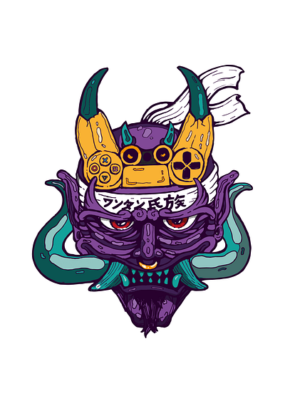 WANTAN CLAN E-SPORTS LOGO branding clan colour design e sport esport graphic design illustration logo oni playstation ps samurai vector wantan wantan clan