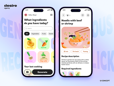 Recipe App | UI concept 💗 concept design food foodapp mobile mobiledesign uxui