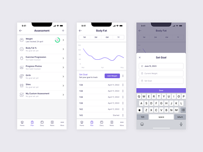 Goal Assessment app design coach fitness health ios mobile app trainer