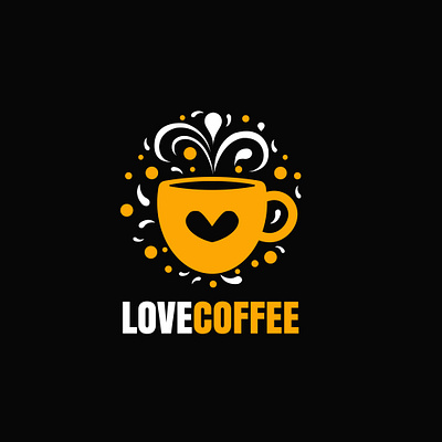 combination of heart and coffee mug logo vector illustration coffee flatdesign