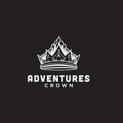 mountain and crown combination logo vector illustration crown flatdesign