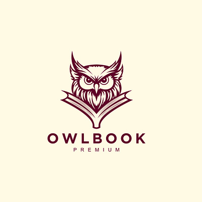 combination of owls on an open book logo vector illustration book flatdesign