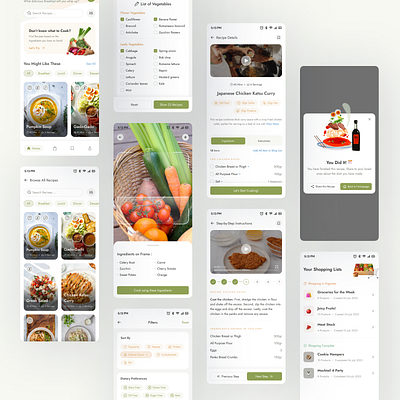 Recipe Finder App application cooking cookingmadeeasy design designer exploration illustration ingredients mobile recipe recipediscovery recipefinder research shopping typography ui uidesign uiux ux uxdesign