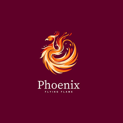 phoenix bird fire logo design template vector bird fire flatdesign