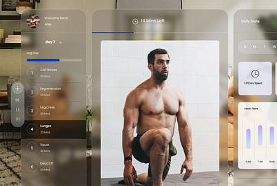 Workout App for Apple Vision Pro Spatial Design UI apple ui apple vision pro apple vision pro app ui spatial computing spatial design vision os vision os ui