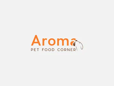 Aroma, the ultimate pet food shop Logo animal logo delightful pet food branding logo logo design modern logo pet food corner pet food logo pet food shop logo pet logo playful dog logo design wordmark logo