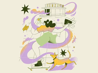 The Varsovianer - Summer illusions 2d character design dog girl ice cream illustration procreate skateboard summer