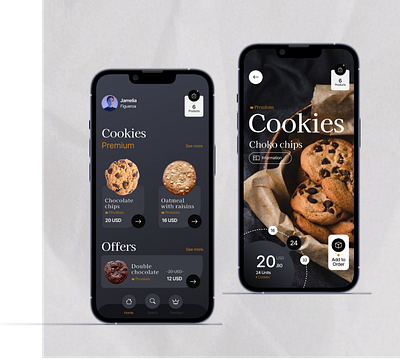 Mobile app for cookies animation app bakery branding cookies design figma graphic design illustration landing logo mobileapp motion graphics ui ux vector web design
