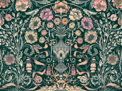 Night Garden delicate digital drawn floral folioart illustration pattern swindler swindler