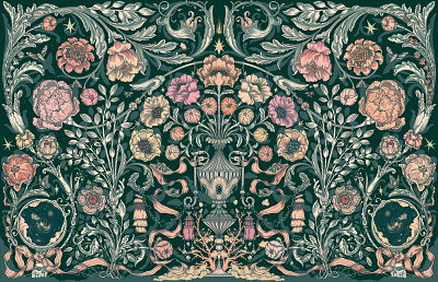 Night Garden delicate digital drawn floral folioart illustration pattern swindler swindler