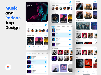 Music App UI Design for Shadin Music app design app ui clean app design mobile app music app trendy ui ux design ui design ui ux design user friendly app ux design