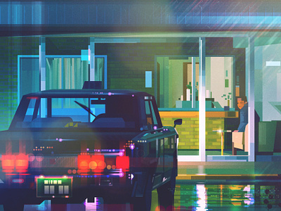 Taxi Driver character cinematic digital folioart illustration james gilleard scene texture