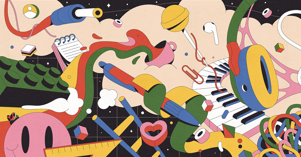 Creative Mentors batch digital folioart illustration line music studio stylised vector