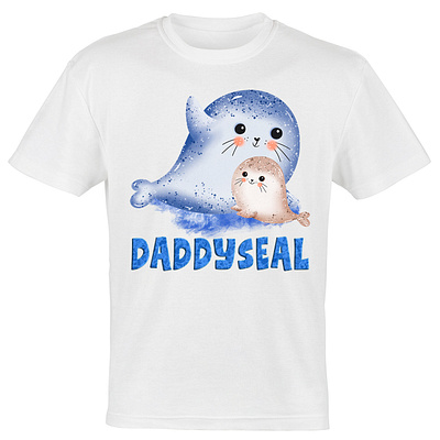 Daddy And Baby Seal T-Shirt Design graphic design illustration