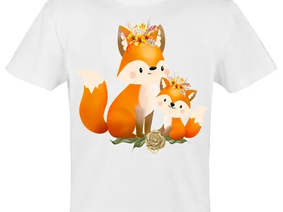 Mom And Baby Fox T-Shirt Design graphic design illustration