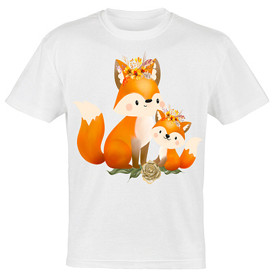 Mom And Baby Fox T-Shirt Design graphic design illustration