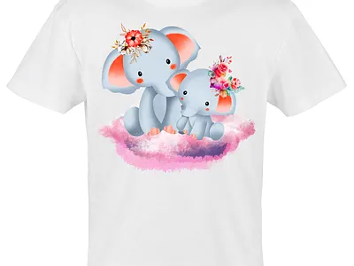 Mom And Baby Elephant T-Shirt Design graphic design illustration