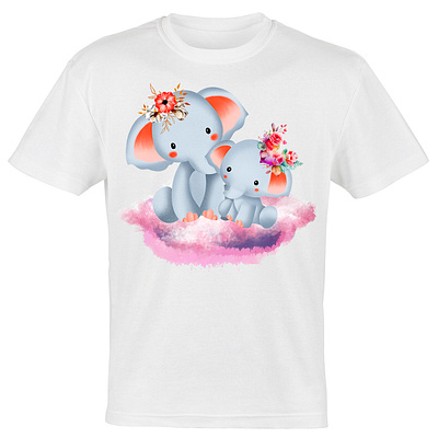 Mom And Baby Elephant T-Shirt Design graphic design illustration