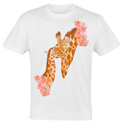 Mom And Baby Giraffe T-Shirt Design graphic design illustration