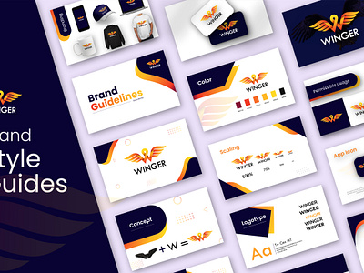 Winger Logo & brand style guides. brand positioning minimalist logo