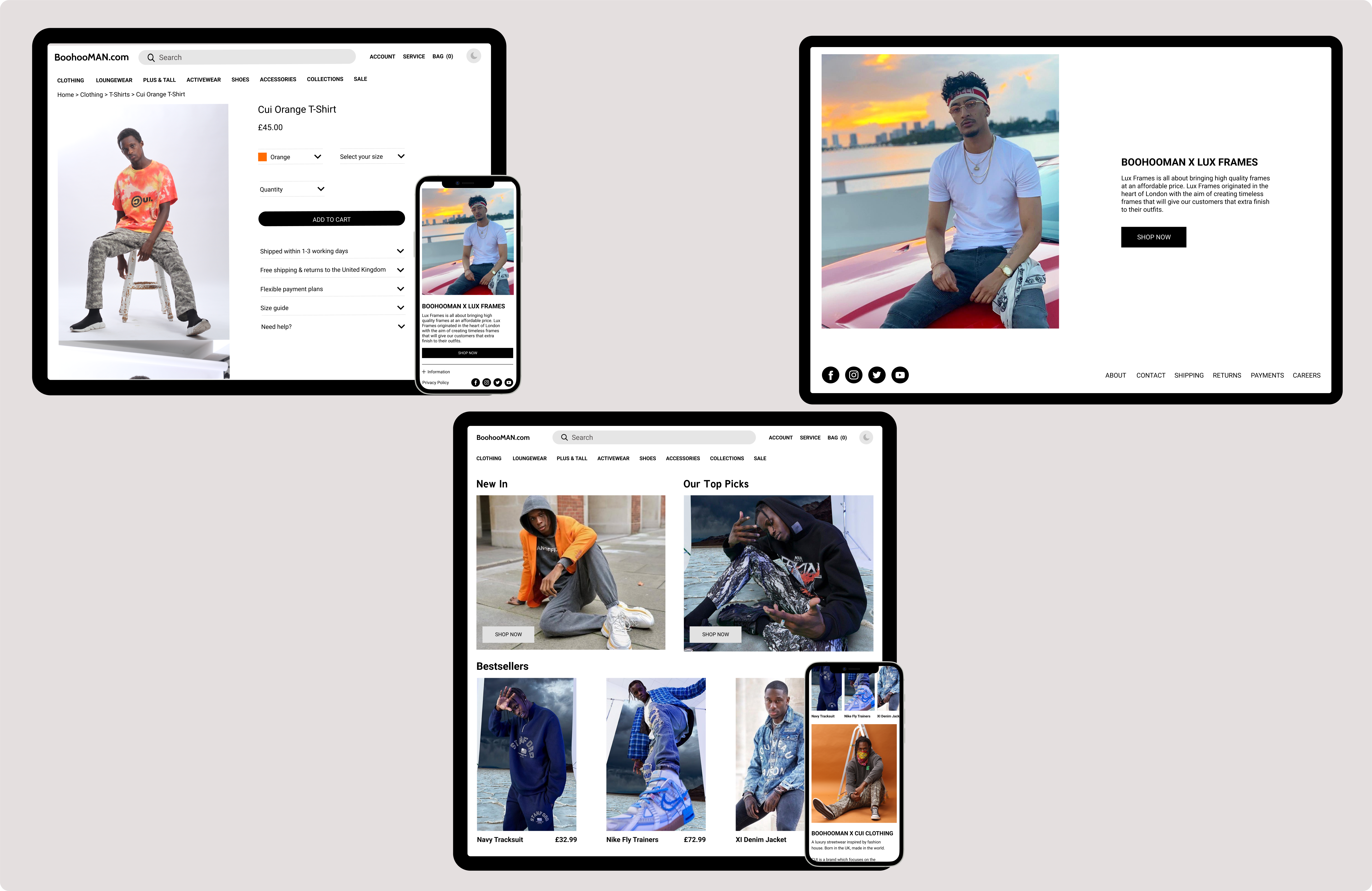 BoohooMAN Redesign boohooman design ecommerce product retail shopping typography ui ux