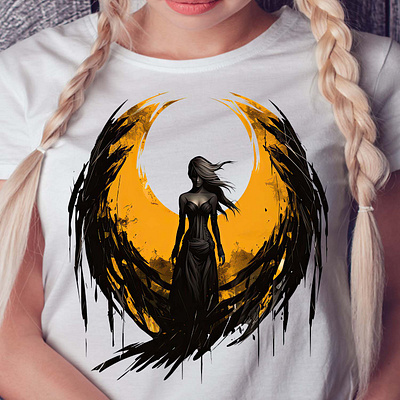 Fallen Female Angel T-Shirt Design graphic design illustration