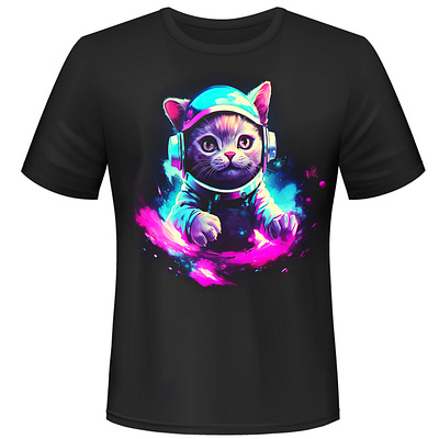 Space Kitten T-Shirt Design graphic design illustration