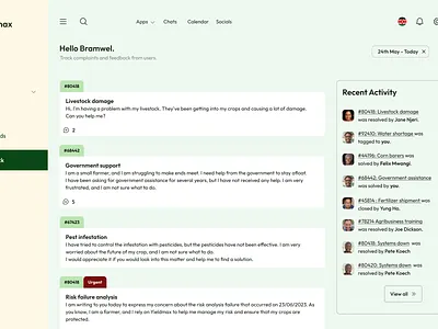 Yieldmax feedback pages agriculture chat customer customercare feedback ui uidesign ux