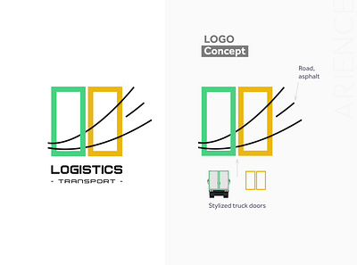 Logistics Transport Logo asphalt buy a logo logistic logistics logistics transport logo concept logo for sale logo template logotype design road transport logo transportation truck trucks industry yellow with green logo