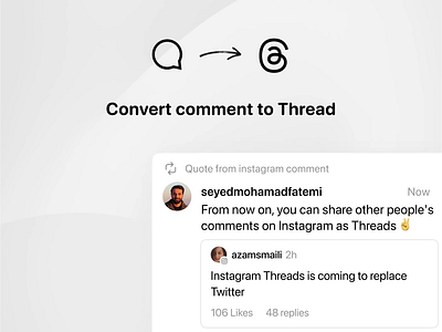 Convert comment to Thread app ui branding comment concept design instagram pro product design threads ui ux uxdesign