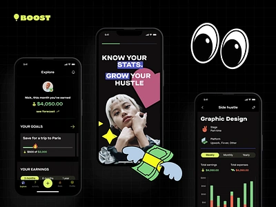 BOOST - Financial Mobile App Design for Freelancers best app design creative mobile app financial app financial website mobile mobile animation mobile app design mobile app ui mobile banner mobile dashboard mobile header mobile homepage mobile layout mobile login mobile profile page mobile signup mobile ui mobile ui design mobile ux mobile website