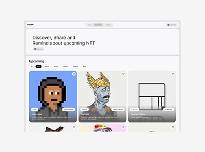 Upcoming NFT drop website crypto design eth figma grey hero interface minimal nft ui web3 website