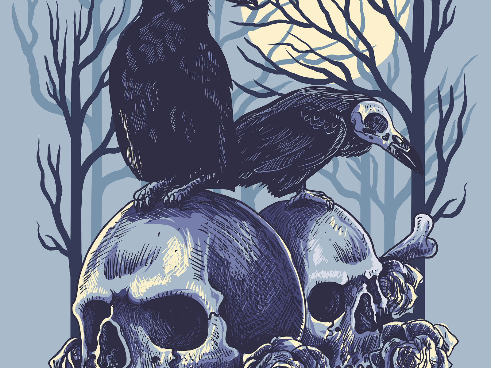 Crows on the skulls by Spirograph studio on Dribbble