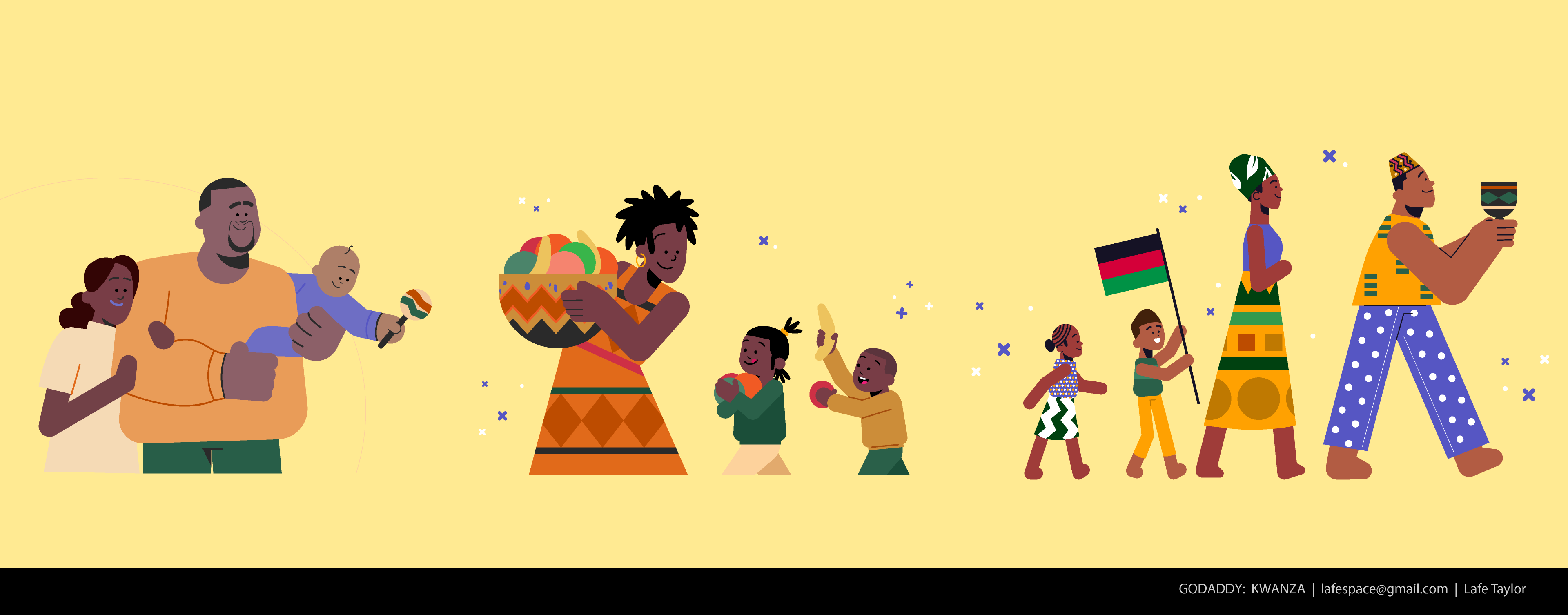 Kwanza Images for GoDaddy.com character character design flat illustration lafespaceart motion graphics vector