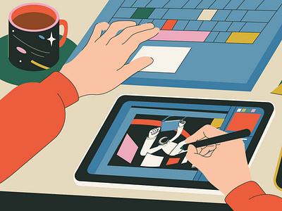 illustration creation design draving graphic design hands illustration illustration for web laptop vector
