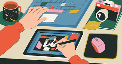illustration creation design draving graphic design hands illustration illustration for web laptop vector