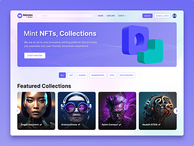Moonex | NFT Marketplace bitcoin blockchain branding clean collection crypto crypto currency crypto trading crypto website cryptocurrency design ethereum interface marketplace nft token ui ux web app web design