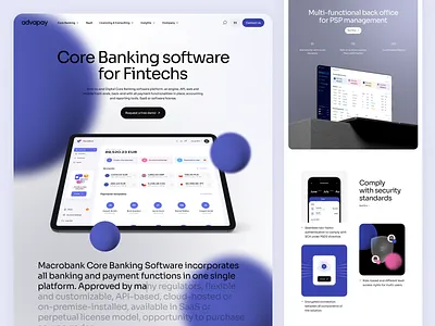 Advapay Website UI/UX account back office business core banking cuberto device digital fintech graphics landing page management payment services ui ux
