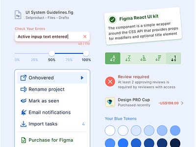 Create pixel-perfect web apps in record time with Figma React UI active app callout code color design dev development error figma framework input material menu react templates toast ui ui kit web