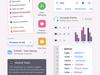 Seamlessly sync your design and code with our Figma React UI Kit app app bar button code dashboard design figma group header icon material react templates toast tooltip ui ui kit