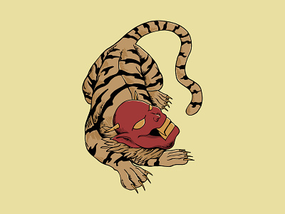 Oni tiger illustration illustrationdaily logo ui vector